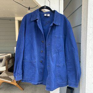 Vintage Herringbone 100% Cotton Chore Jacket - Cobalt Blue